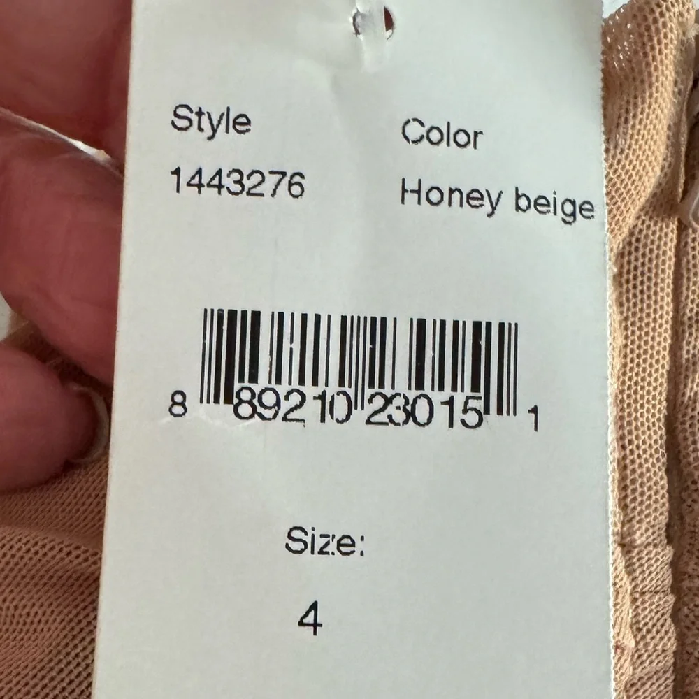 Black Halo Women's Meadow Mini Ruched Mesh Bodycon Honey Beige CLUB Dress 4 - Picture 6 of 6